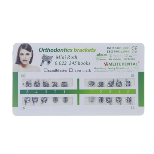 20pack/400pcs Orthodontic Brackets Mini Roth 345 Hook 022 Slot Mesh Base Metal Brackets