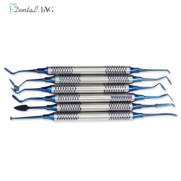 6Pcs/Kit Dental Composite Resin Filling Spatulas Double Head Titanium Plated Head Fill Restoration Set Dentist Accessories Tool