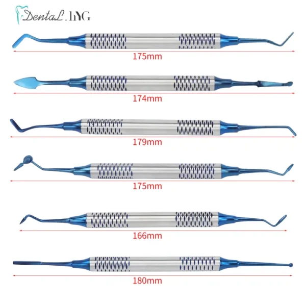 6Pcs/Kit Dental Composite Resin Filling Spatulas Double Head Titanium Plated Head Fill Restoration Set Dentist Accessories Tool